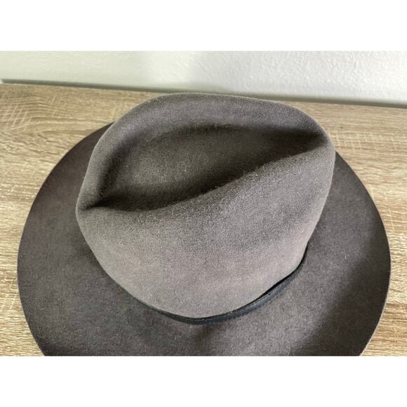 A. Adams & Spire Fur Felt Western Cowboy Hat Gray‎ Leather Band Outback Style L - Picture 7 of 13